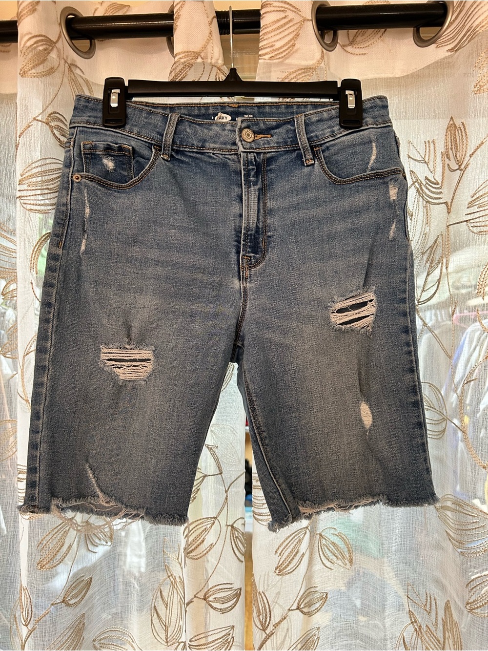 Old Navy Distressed Medium Blue Denim Jean Shorts
